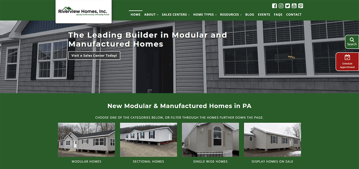 Riverview Homes Inc. website